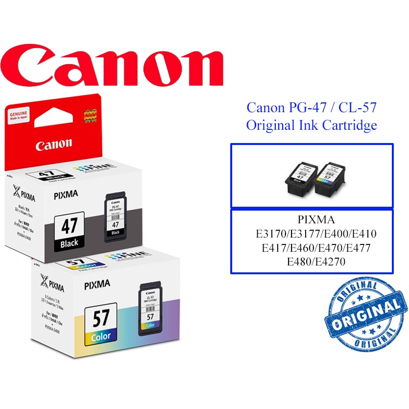 Canon PG-47 / CL-57 ink Cartridge For E3170 / E400/E410 / E4270 / E470 ...