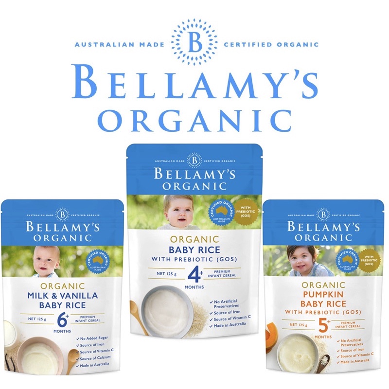 Bellamy's Organic Baby Rice With Prebiotic 4+/ 5 /6 Months 125g