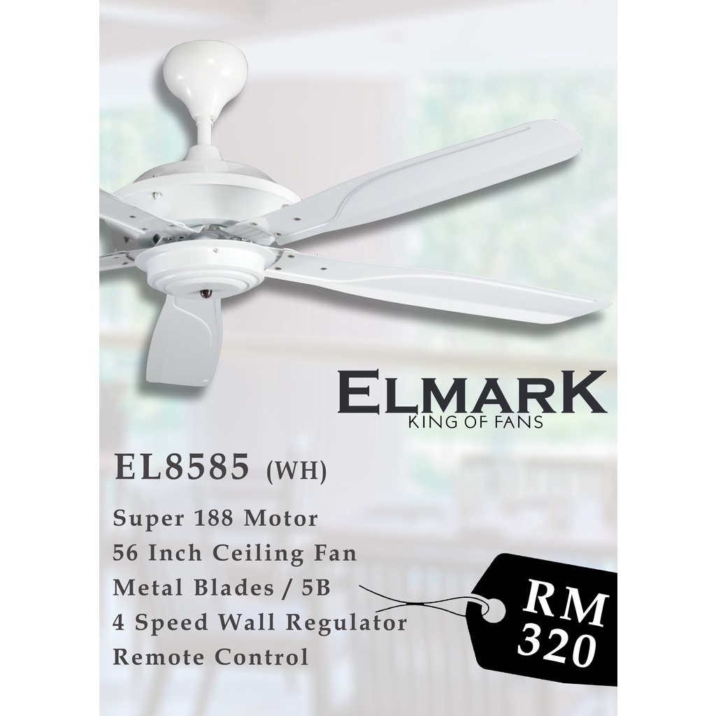 Elmark Ceiling Fan 56" Metal Blades EL8585 (White) Shopee Malaysia