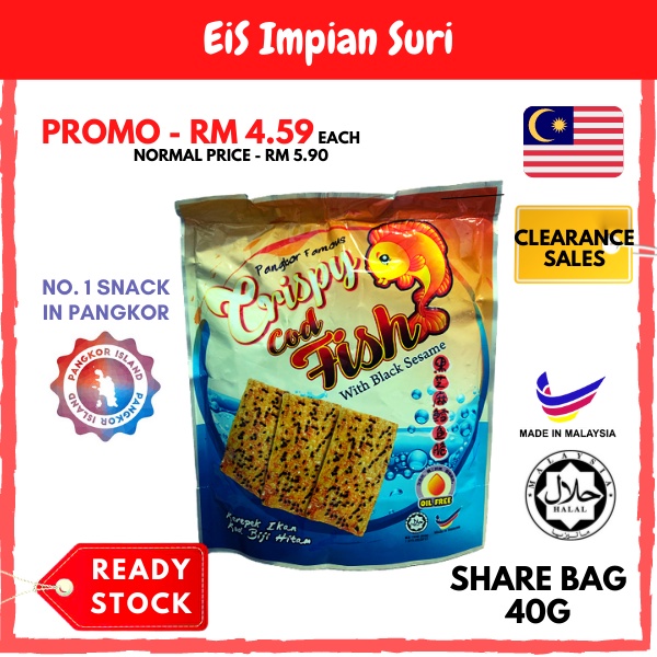 Pangkor Famous Crispy Cod Fish With Black Sesame Oil Free Snack 40g Snack Food Crispy Snack Pangkor Product Shopee Malaysia
