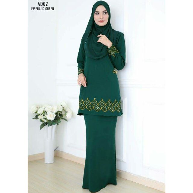 Baju Kurung Nursing Adha Baju Raya Emerald Green Shopee Malaysia 0062