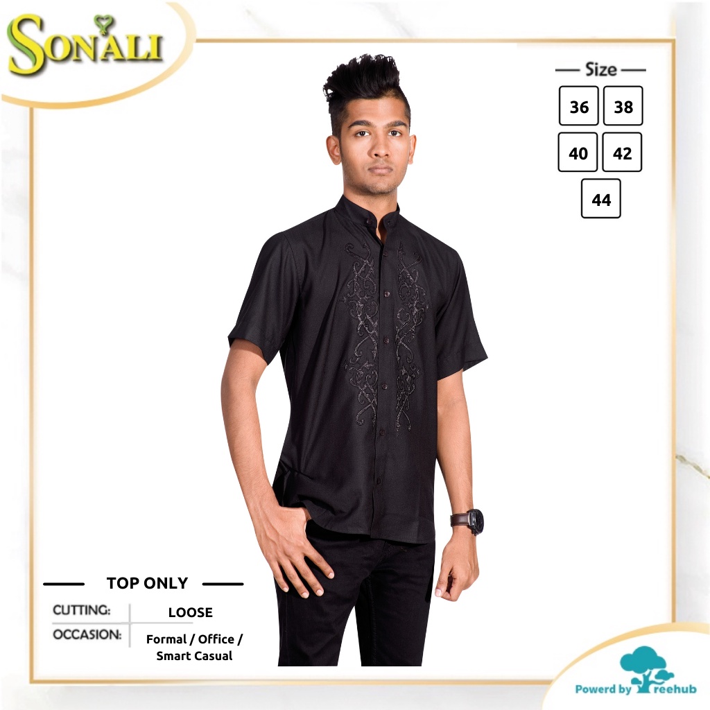 Sonali Men Black Polyester Pattern On Chest Shirt Jippa Kurta D9871 ...
