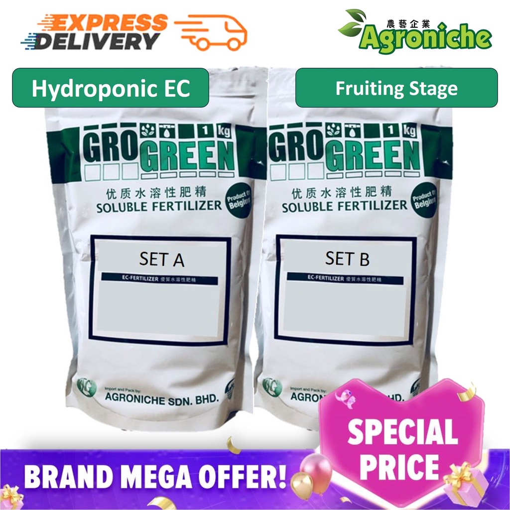 2KG Hydroponic Fertilizer Belgium Fruits (2,000L Solution) 1KG Ab Set