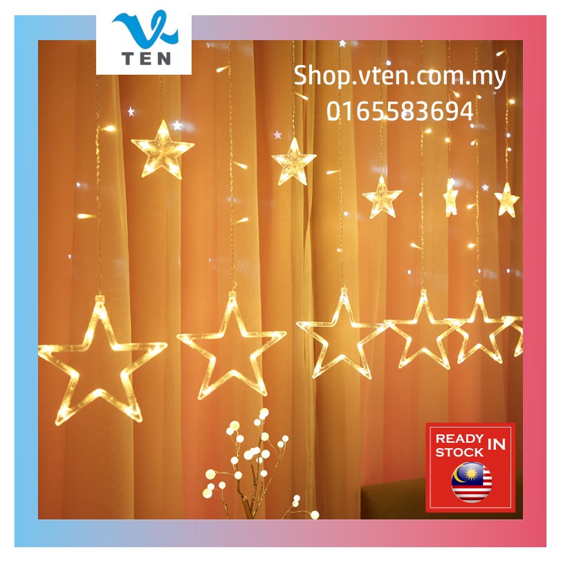 240V Star Light Curtain Light Lampu Raya Lampu Hiasan Romantic String ...