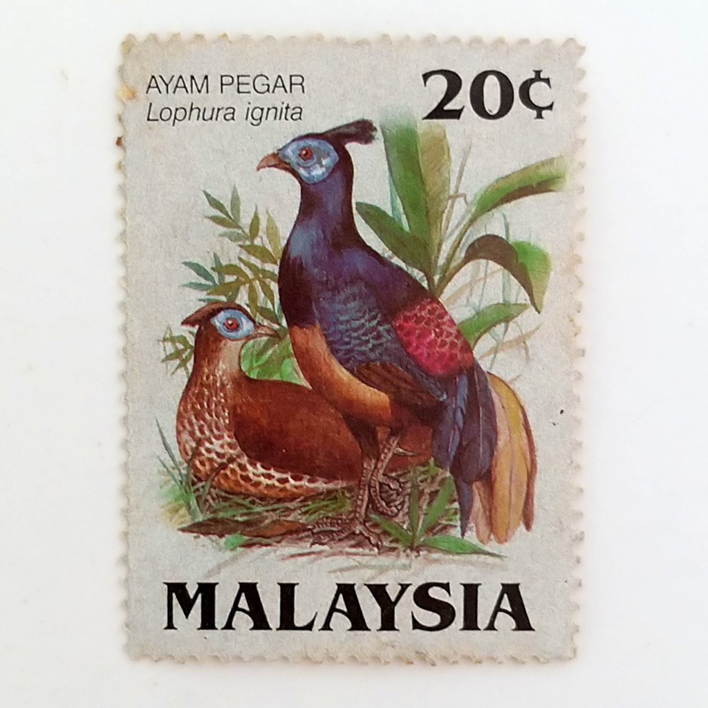 STAMP MALAYSIA BIRD SERIES AYAM PEGAR LOPHURA IGNITA 1986 POSTAGE 