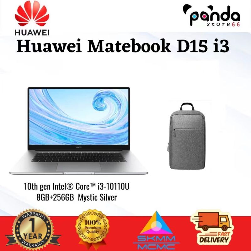 HUAWEI MateBook D15 10th i3 2021 [8GB+256GB/INTEL UHD] 1 Years Warranty