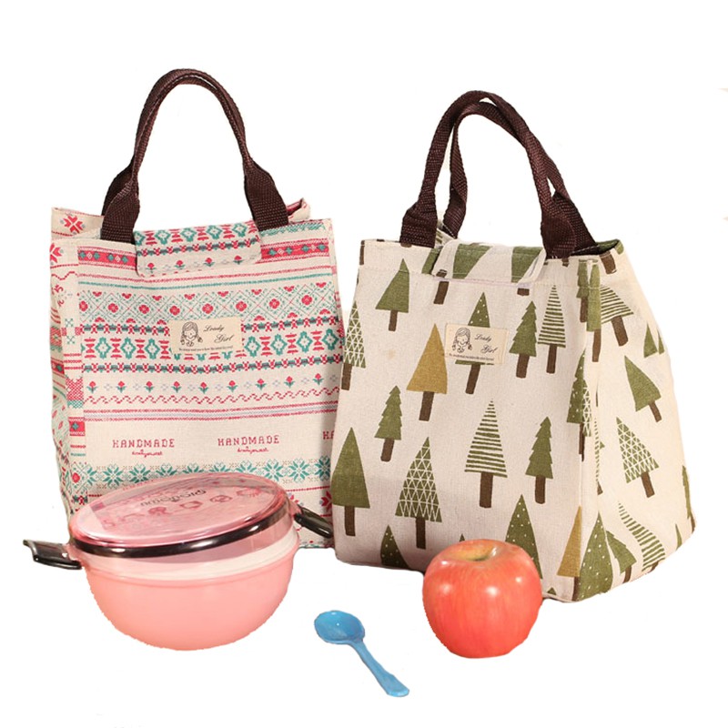 Canvas Portable Thermal Office School Lunch Bag Women Tote Storage Bag Organizer | Shopee Malaysia