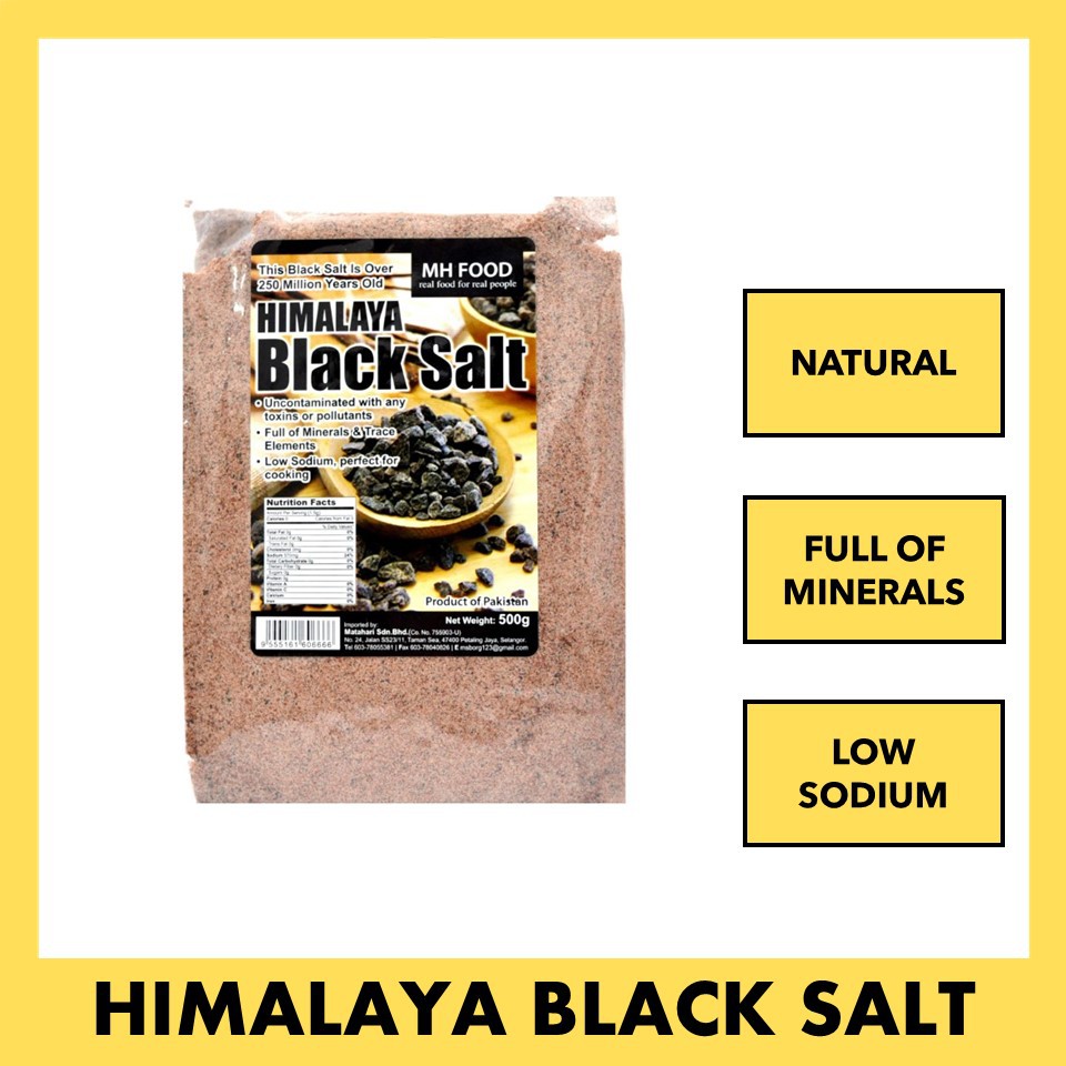 MH Food Himalaya Black Salt for Cooking - 500g [Natural/Full of Minerals/Low Sodium/Aids Weight Loss]