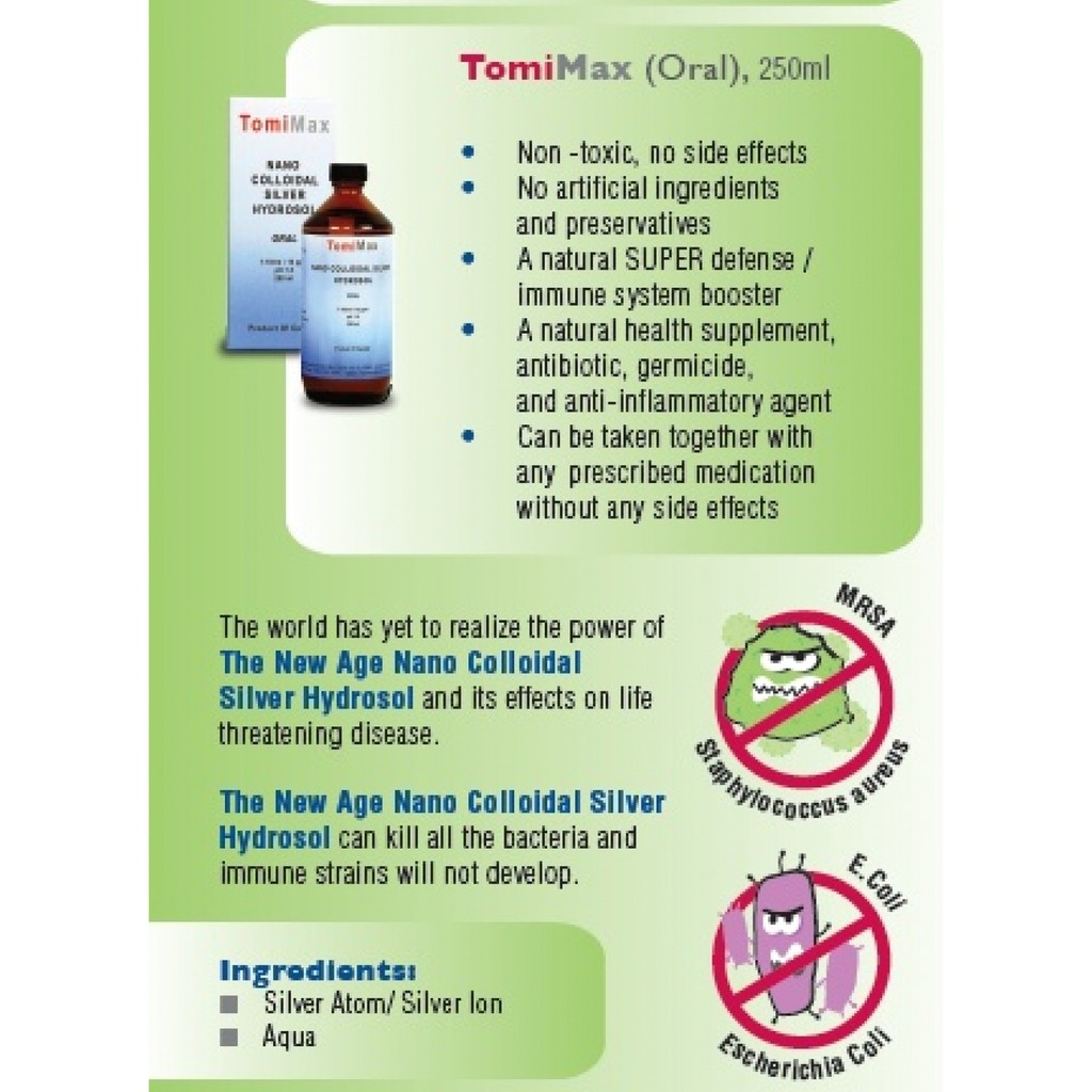 Tomimax Oral 250ml Nano Colloidal Silver Hydrosol Shopee Malaysia