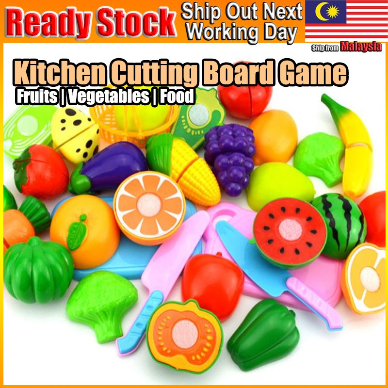 Kitchen Food Cutting Fruit Vegetables Kid Toy Pretend Play Role