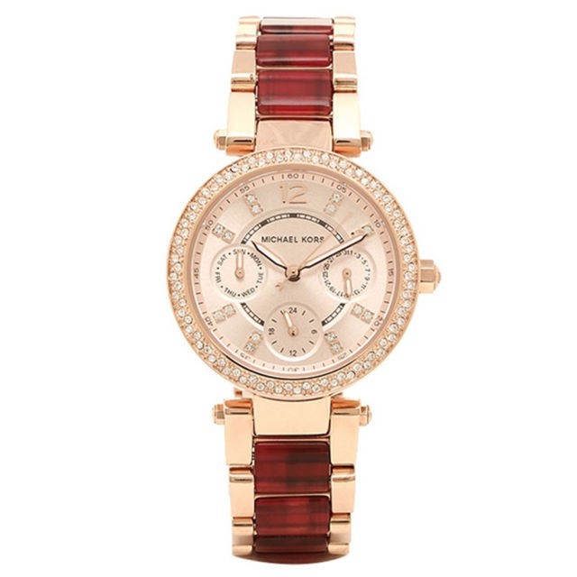 michael kors parker rose glitz chronograph ladies watch