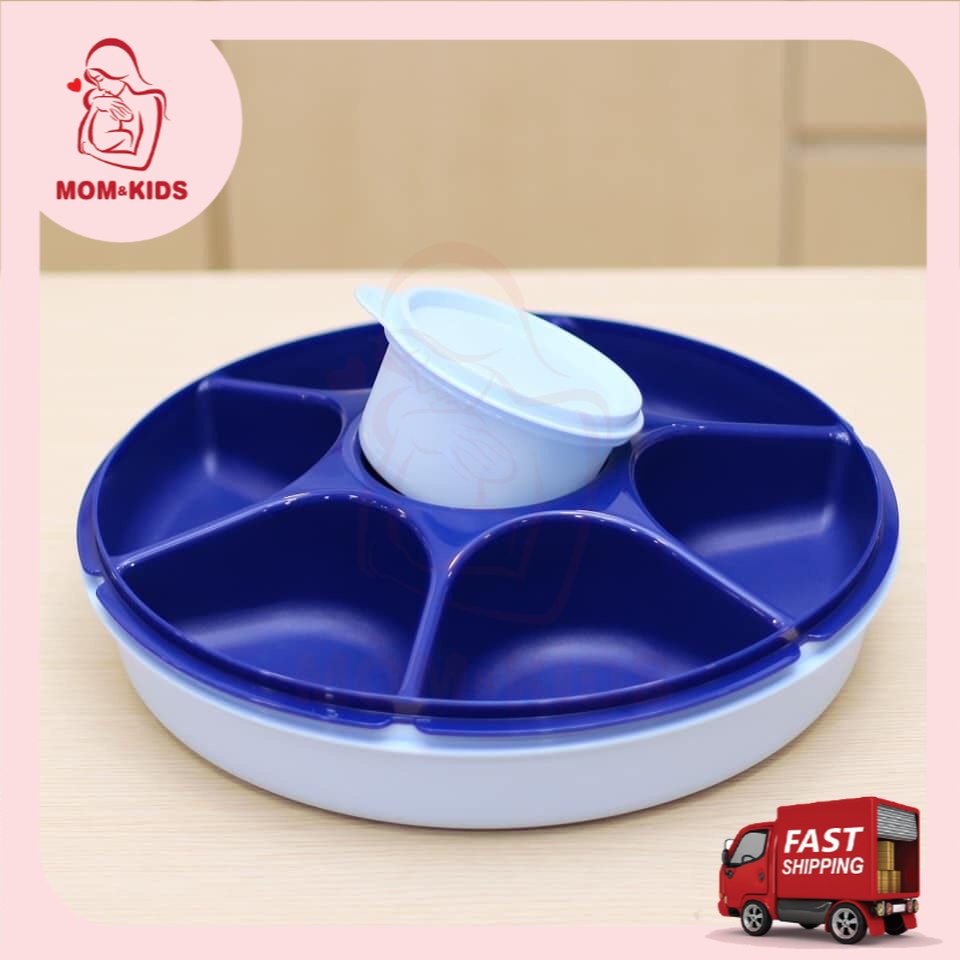 Tupperware Royale Biru Blue Serving Center Modular Carousel 6 Divided