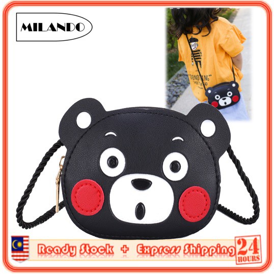 MILANDO Kid Girl PU Leather Crossbody Coin Purse Bag Kid Sling Bag Beg (Type 8)