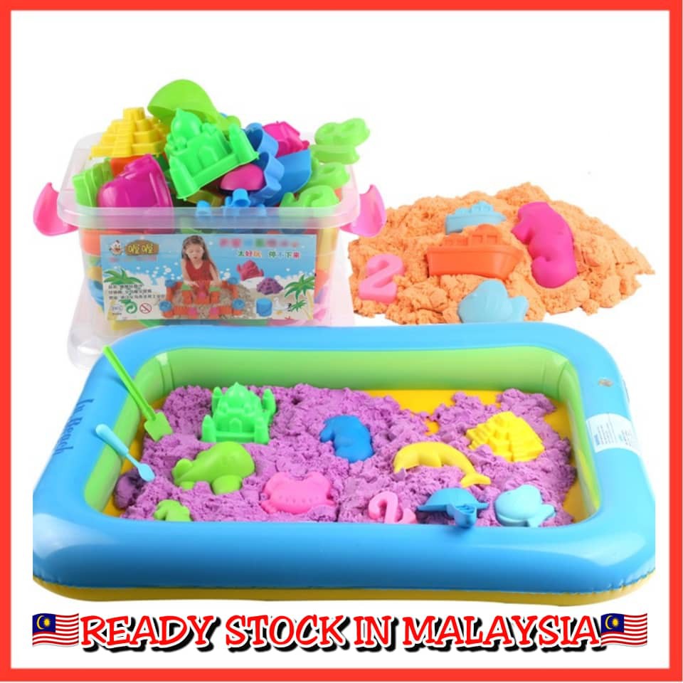 Ready Stock Offer 2kg Colourful Kinetic Sand Kids Toy Pasir Mainan Kanak Kanak Murah Shopee Malaysia