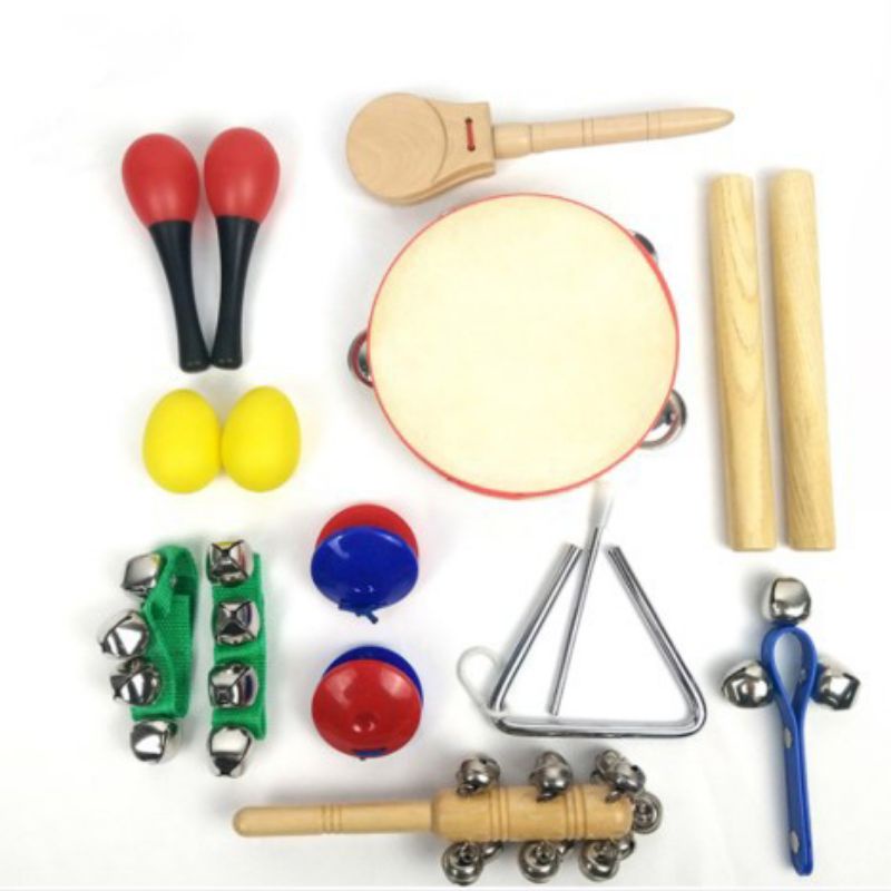 Percussion Set 10Piece Tambourine Sticks Bell Sand Hammer Sand Egg