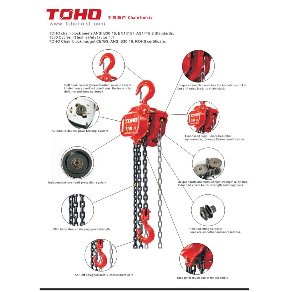 Chain Block Hoist 3 Ton X 7 Meters Toho Takel Pulley 3t X 7m Shopee Malaysia