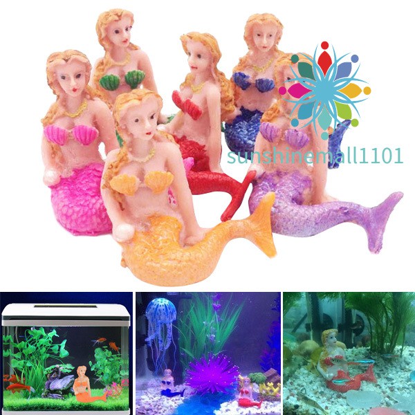 Resin Cute Little Mermaid Fish Tank Aquarium Decorations Ornaments
