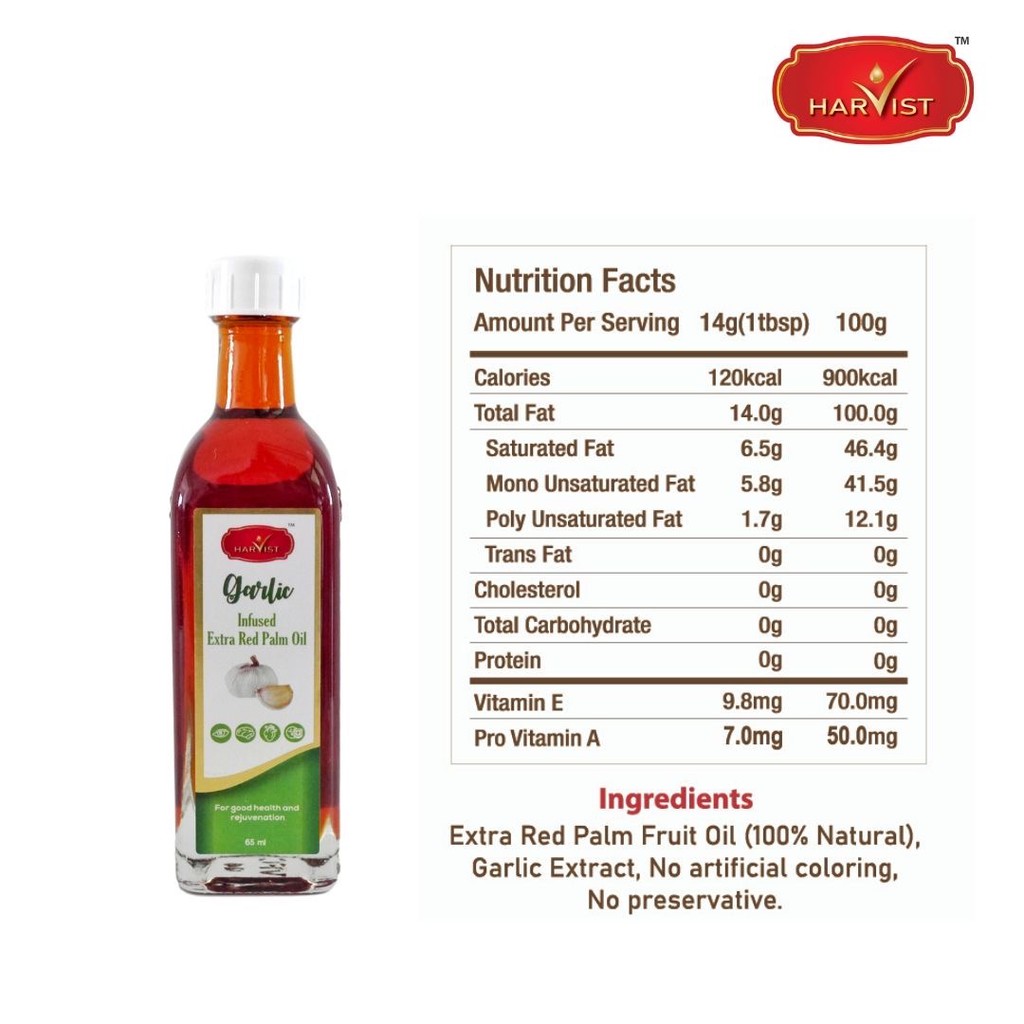 Garlic Infused Extra Red Palm Oil 65ml By Harvist Shopee Malaysia