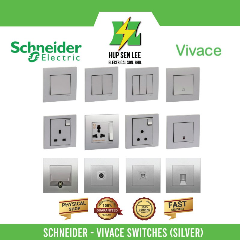 SCHNEIDER C-VIVACE SWITCHES & SOCKET (SILVER) | Shopee Malaysia