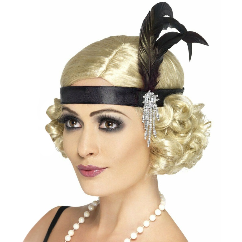 Burlesque Womens Flapper Headbands Red Black Silver Fancy Dress Accessory 