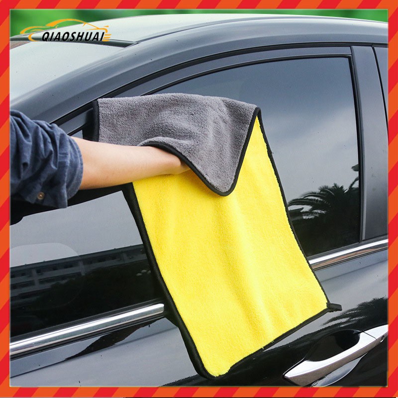 Car wash towel coral fleece towel Yellow towel car cleaning cloth water absorption thickening no hair loss car supplies car glass no marks special wipes Housekeeping Super Water Absorbant Kain Microfiber