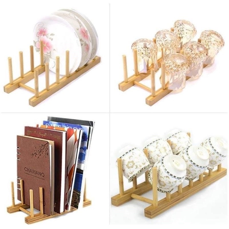 💯READY TO SHIP🚚OSTBIT Wooden Bamboo Plate HolderRak Pinggan Kayu book