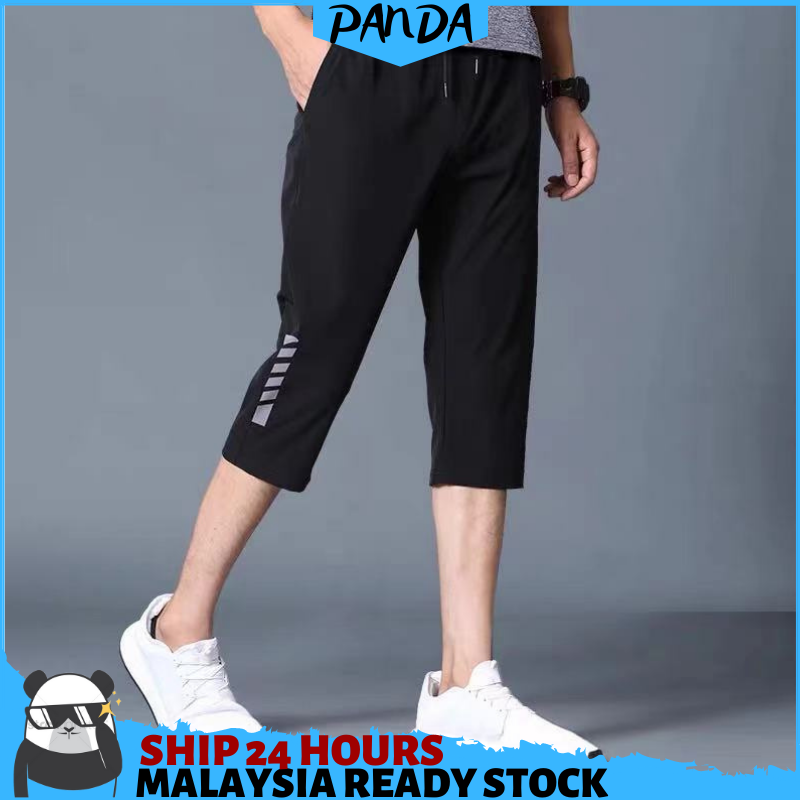 PNT12 PandaShop Ready Stock Casual Sport Running Pants Short Pants Fitness Breathable Plus Size Men