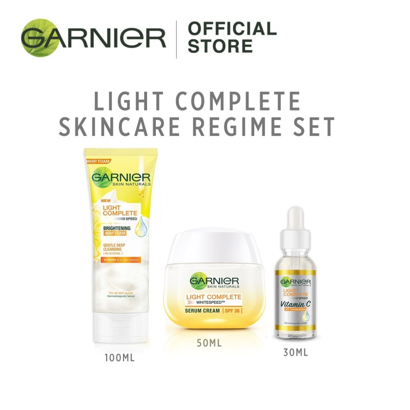 Garnier Light Complete Skincare Set Whip Foam 100ml Serum Day Cream Brightening Whitening 50ml Shopee Malaysia