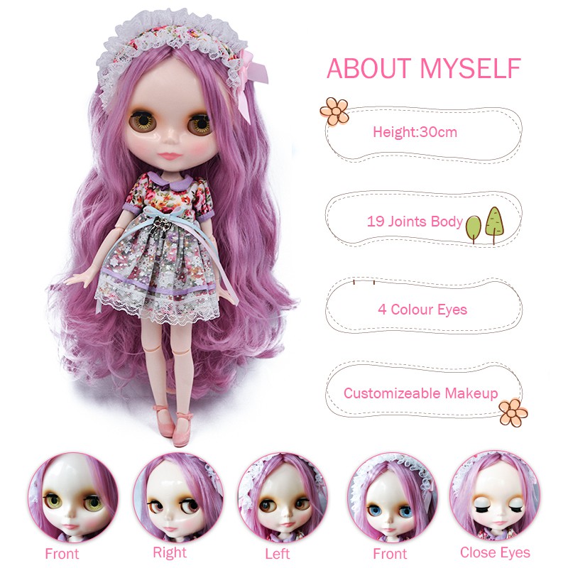 Details about   Nude Blythe Doll 12 inch Factory Jointed Body White Skin Matte Face Fashion Toy 