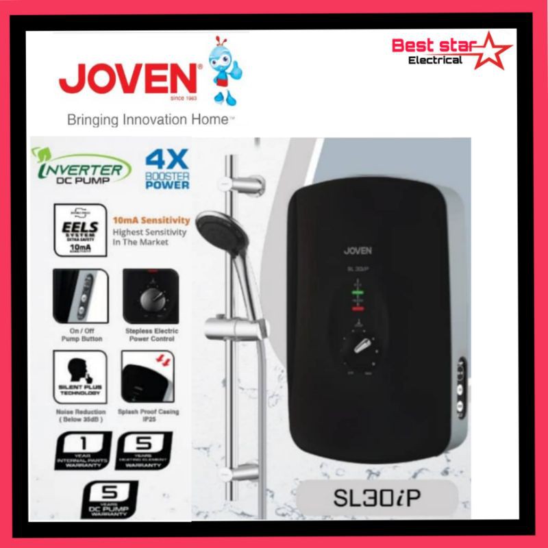 JOVEN INSTANT WATER HEATER SL30IP WITH DC INVERTER PUMP (MATT BLACK
