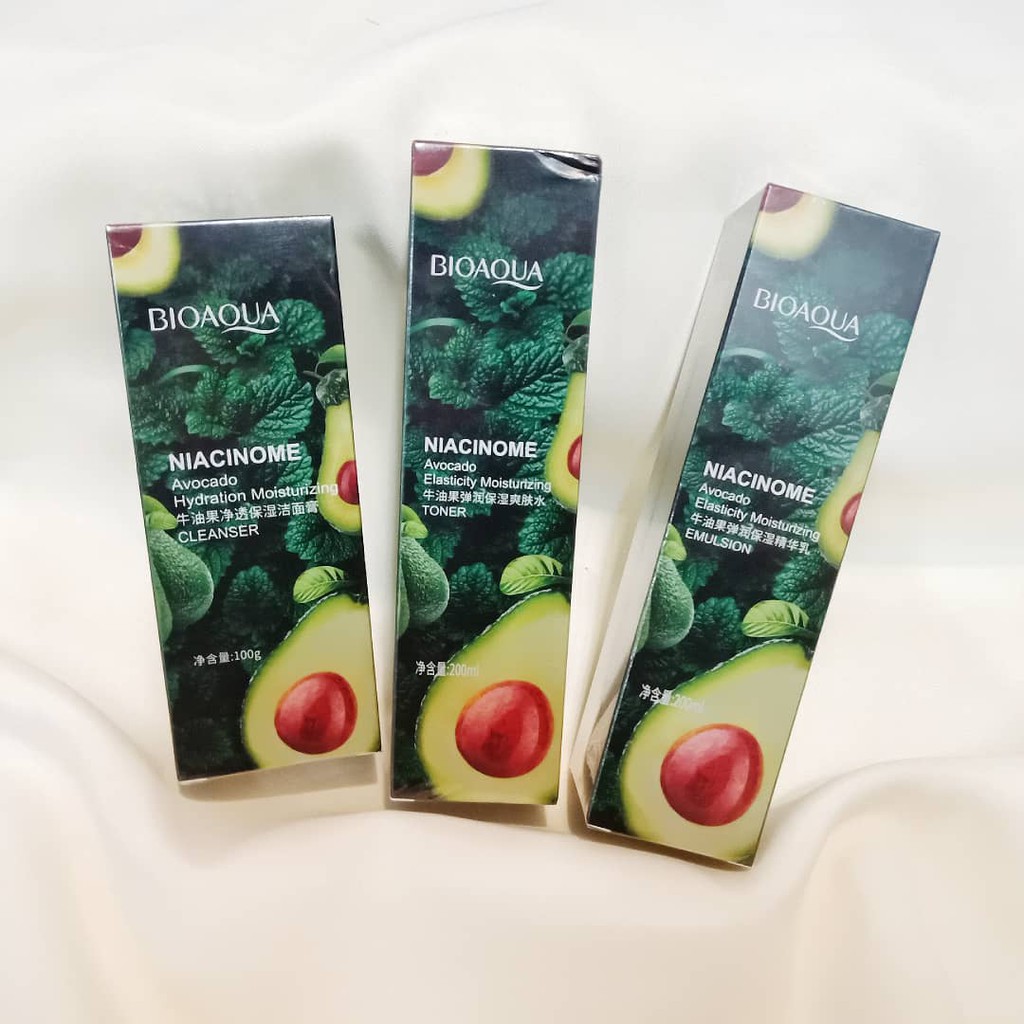 BIOAQUA 3 IN 1 Niacinome Avocado Basic Skin Care Set (100g+200ml+200ml ...