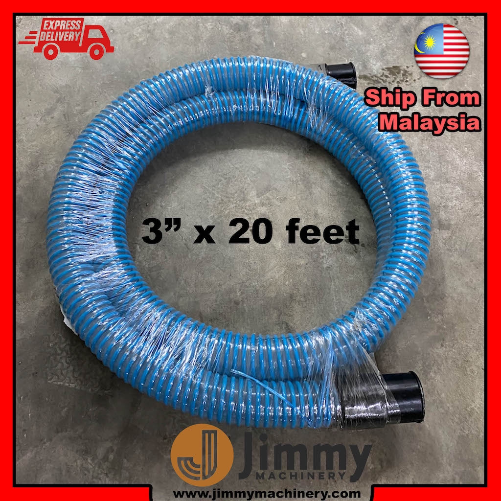 3 Inches 20 FEET PVC Suction Hose Made in Malaysia WATER ...