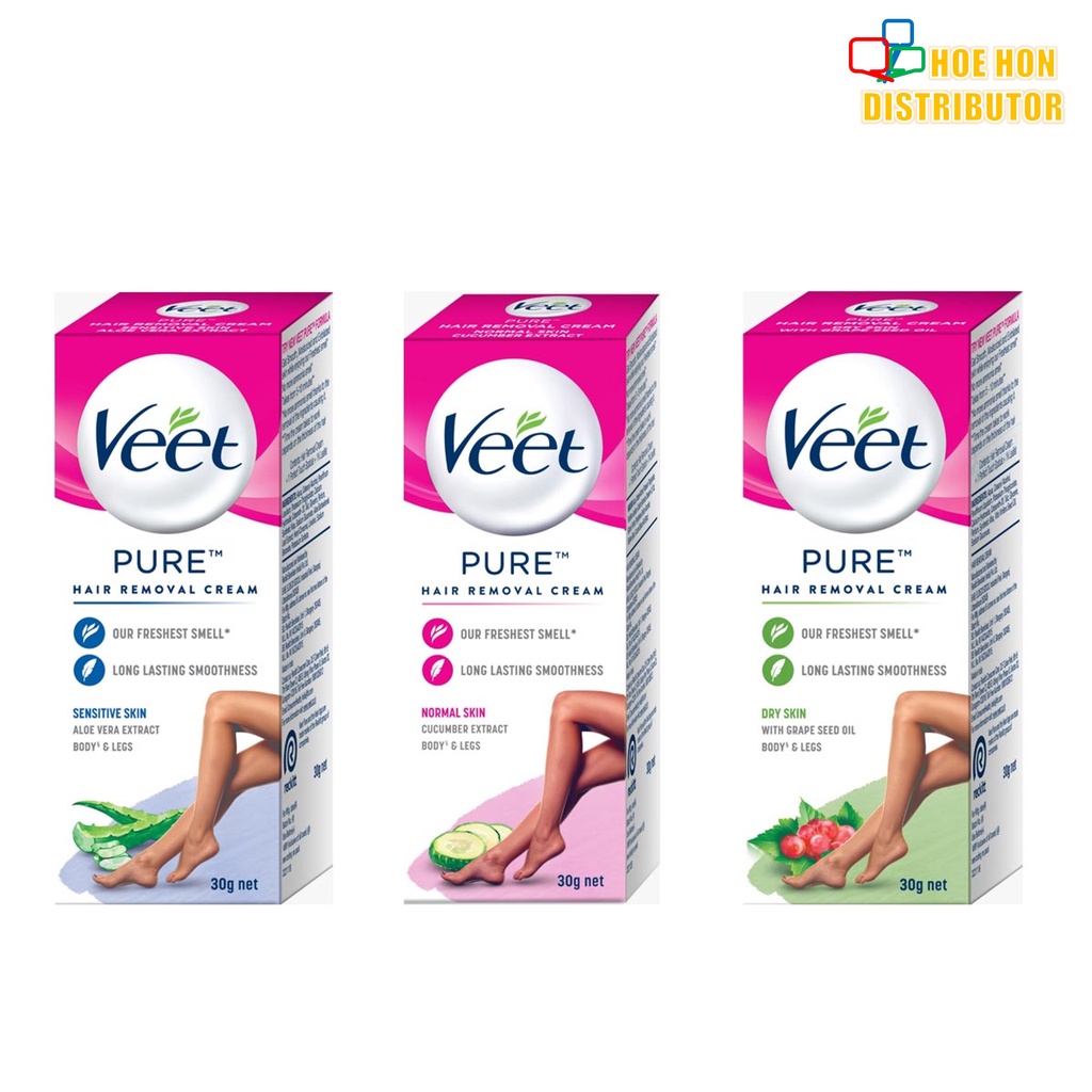 Veet Pure Hair Removal Cream Normal / Dry / Sensitive Skin 30g Shopee