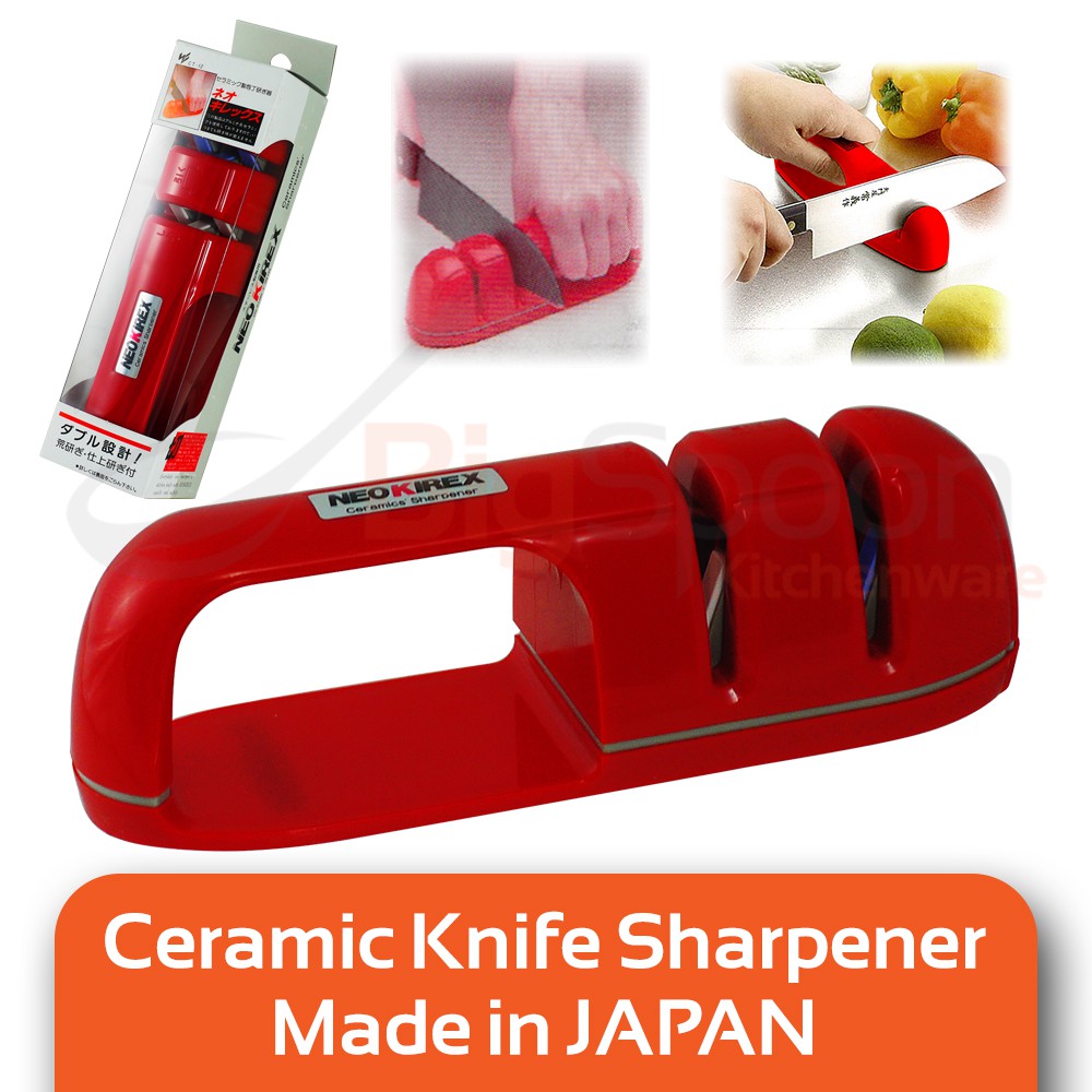 NEOKIREX 2 Stage Ceramics Knife Sharpener Kitchen Tool Double Grindstone Red