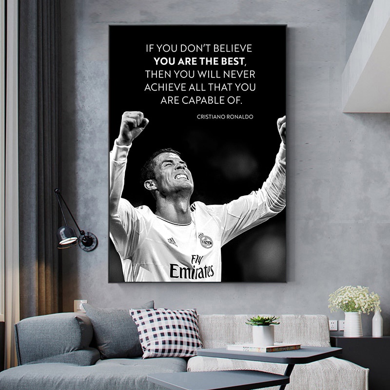 Football Star Poster Ronaldo Tan Inspirational Words Canvas Painting Interior Home Decoration Mural(No Frame)