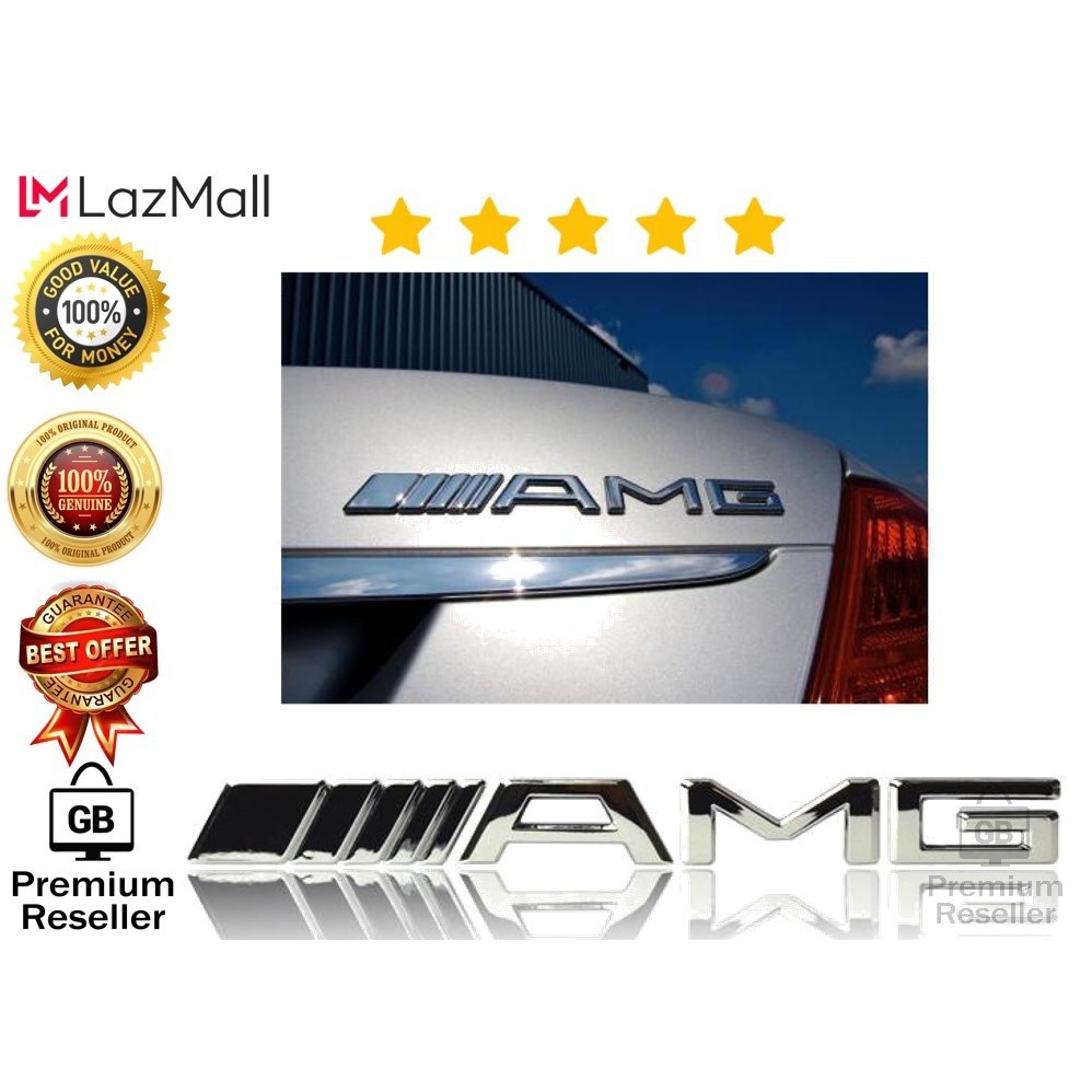 3D AMG Original Size Car Logo Silve Badge Decal Emblem Car Sticker for Mercedes benz AMG Sticker 4MATIC rear marker 