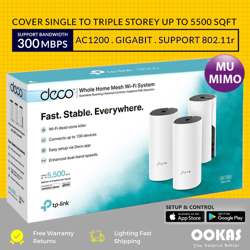 TP-LINK Deco M4 AC1200 Gigabit Wireless Mesh WiFi Router ...