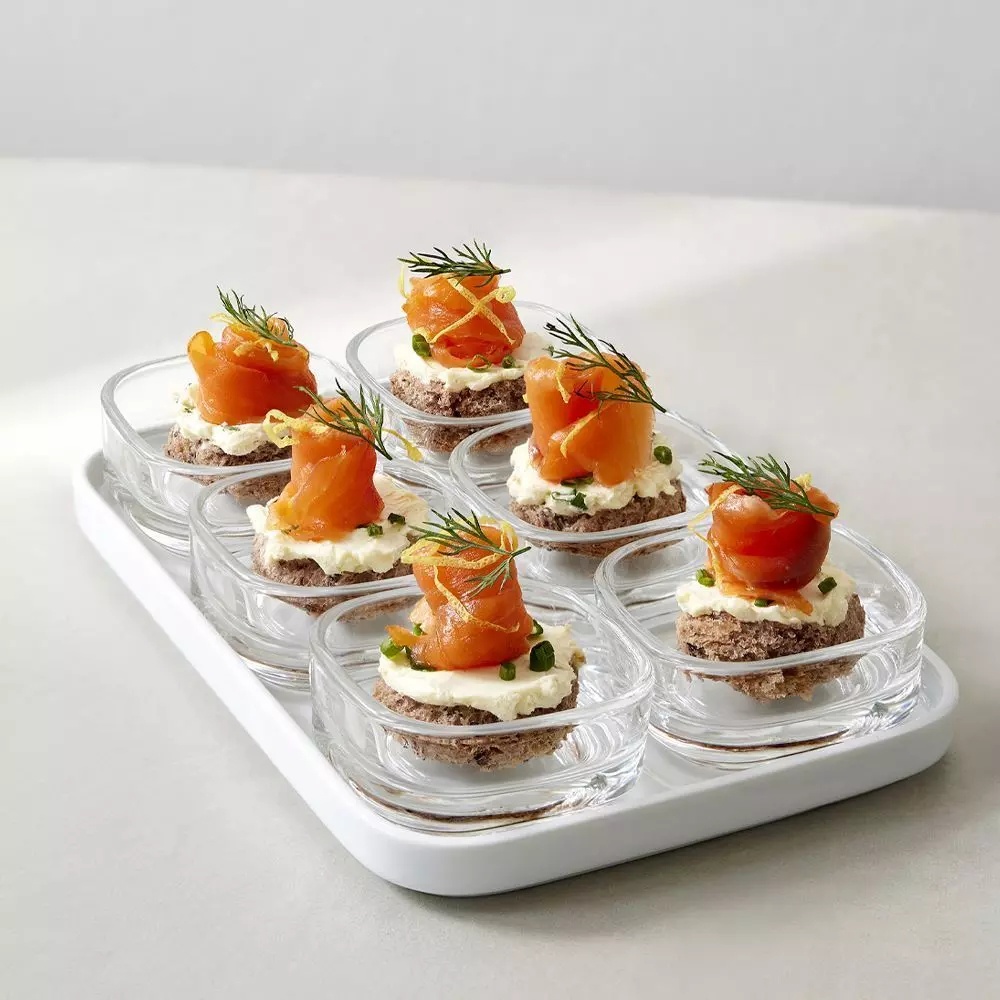 Ocean Verrine Shallow Glass Bowl Small Dish Sauce Plate Set Total Three