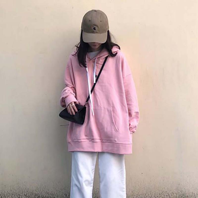 fashion street solid color loose hoodie