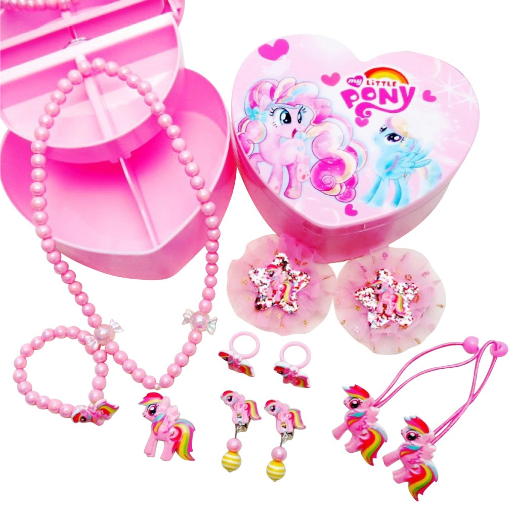 (11 pieces) MILANDO Kid Girl Jewelry Set Box Necklace Bracelet Jewelry Kid Fashion Accessories Set (Type 1)