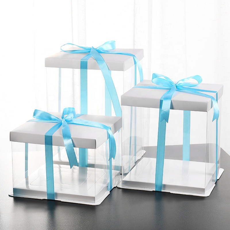 Transparent Cake Box WHITE without Ribbon / Kotak Kek / Kotak Hantaran ...