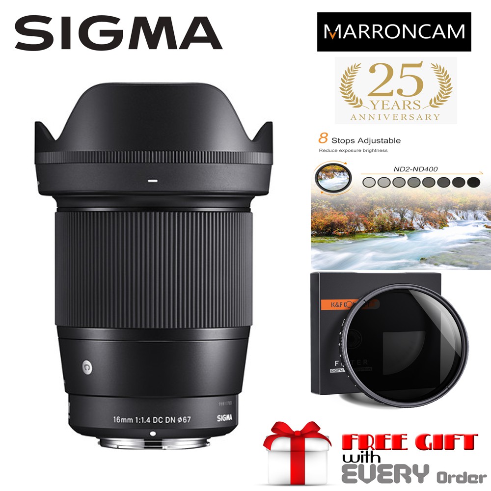 Sigma 16mm f/1.4 DC DN Contemporary Lens for Canon EFM (designed for
