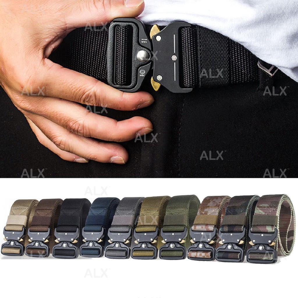 Alx Adjustable Belt Tactical Heavy Duty Belt With Metal Buckle Army Tali Pinggang Lelaki Askar Shopee Malaysia