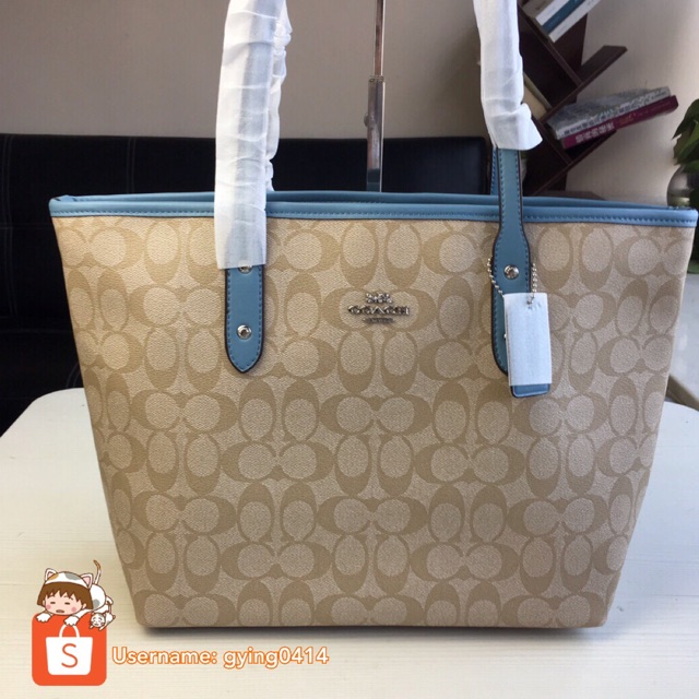 coach city zip tote blue