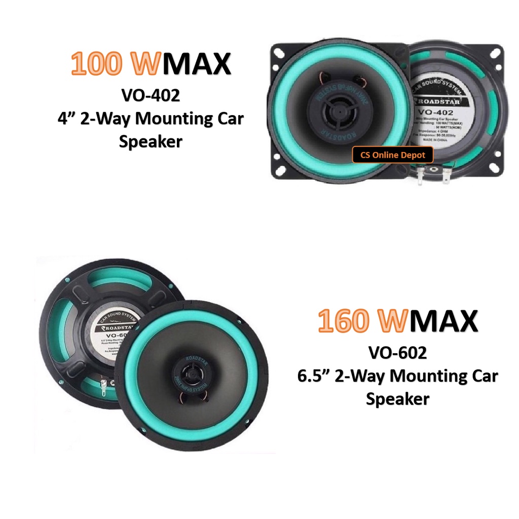 Car Speaker Dual Cone Audio System 4" 2Way 100W 6.5" 2Way 160W