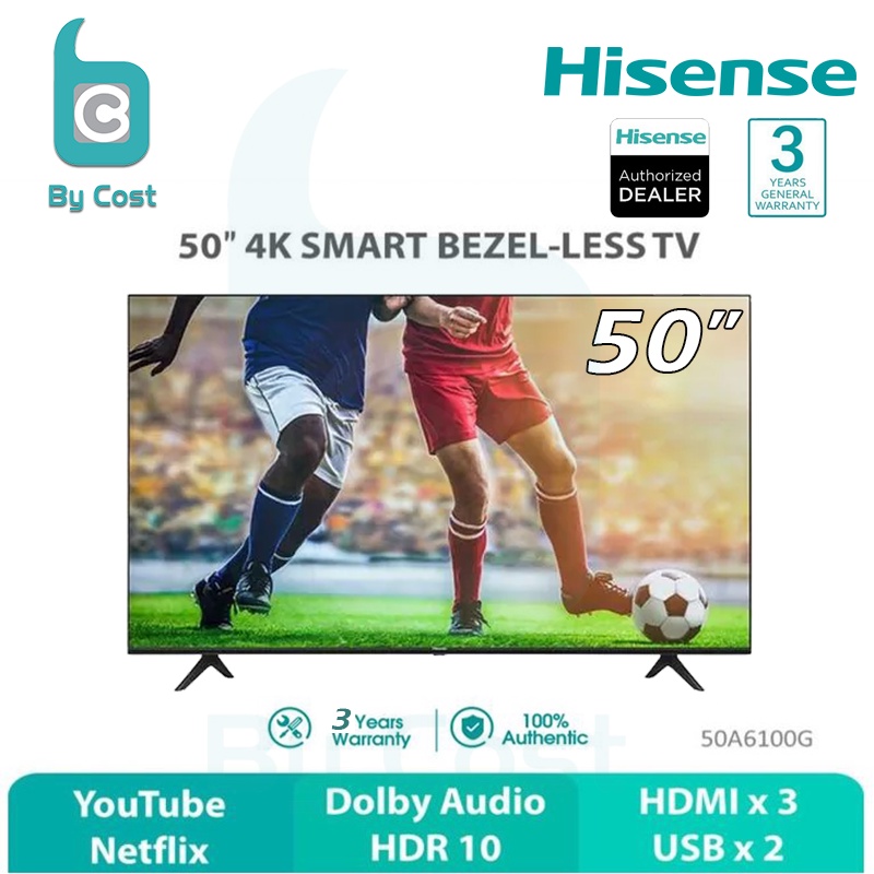 Hisense 50 inch 4K UHD TV Smart 50A6100G | 50A6100 | Shopee Malaysia