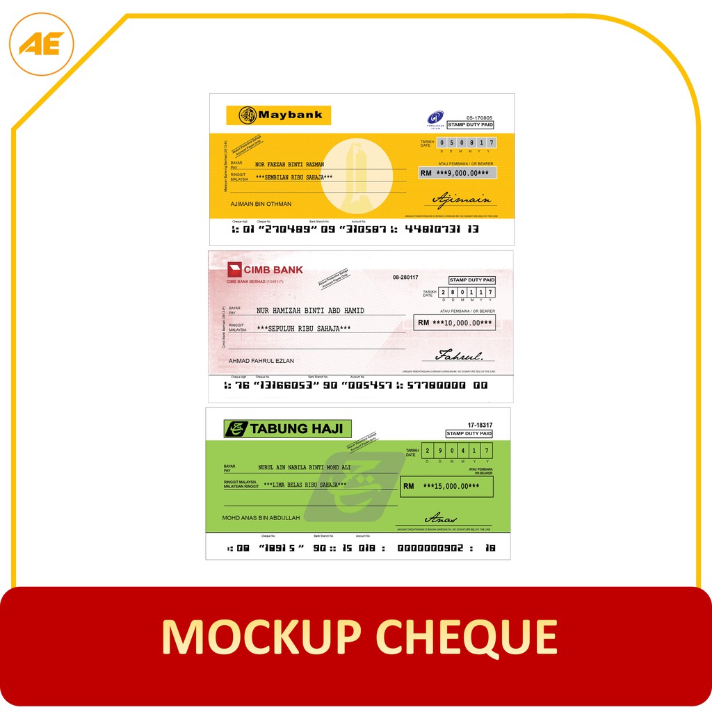 MOCKUP CHEQUE/CEK HANTARAN | Shopee Malaysia