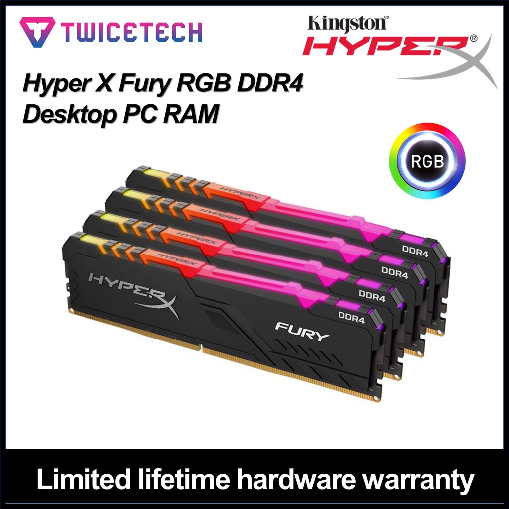 Hyper X Fury RGB DDR4 Desktop PC RAM / 8GB / 16GB / 32GB / 2666 MHz