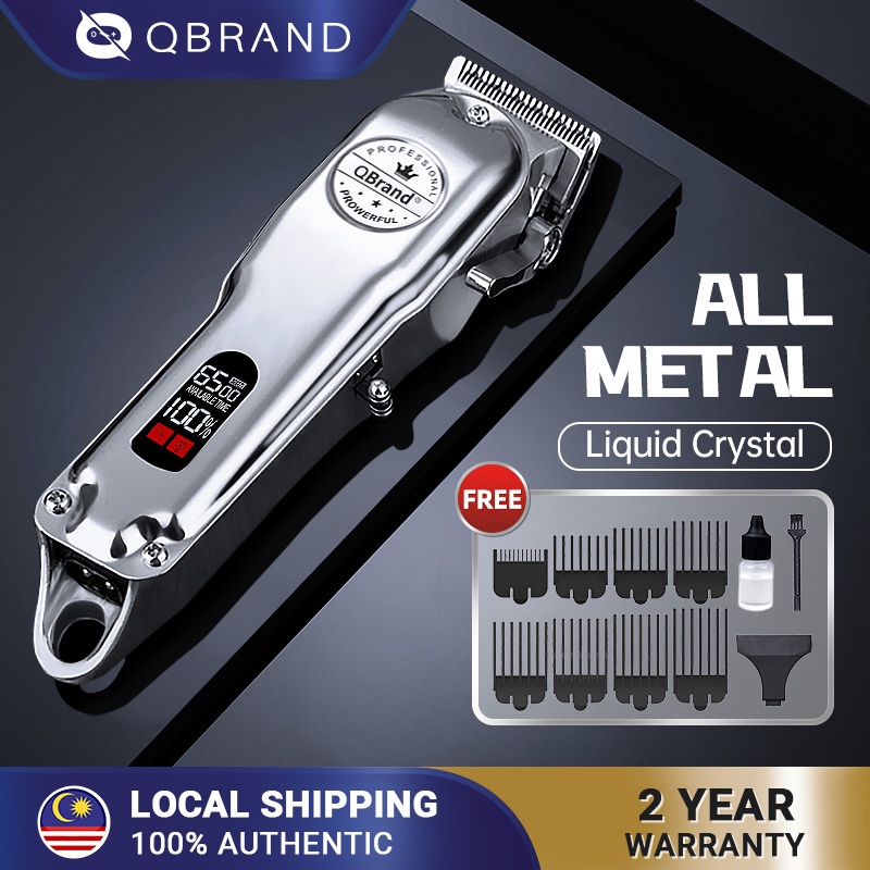 [Malay Plug]QBrand Cordless Electric  Hair Cutter Machine 13 Pieces Professional Hair Clipper Rechargeable