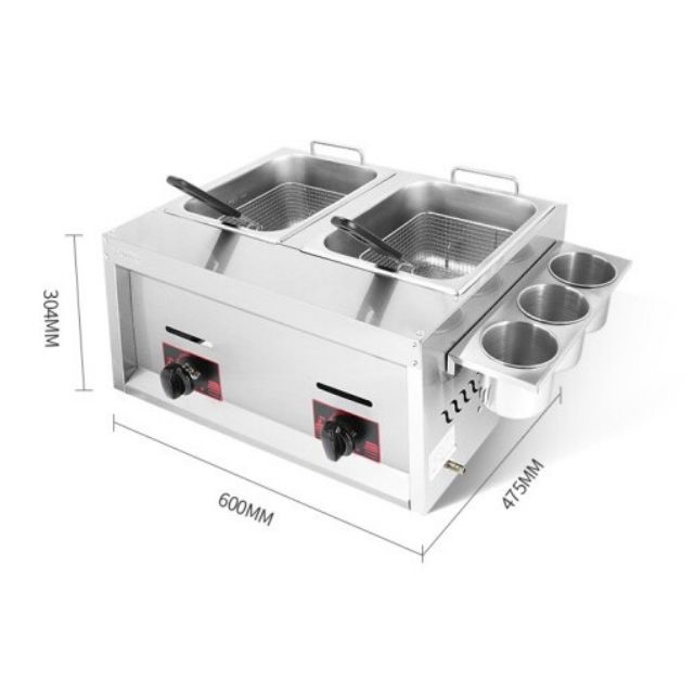 2x8L Double Tank Gas Comercial Deep Fryer. Dapur goreng gas for Fried Chicken Tempura, Nuggets and Ayam Goreng